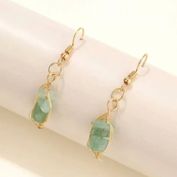 ⭐️❤️FREE Stone Drop Boho Peasant Hipster Geode Geo Hippie Art Deco Farm Earrings - Picture 3 of 3